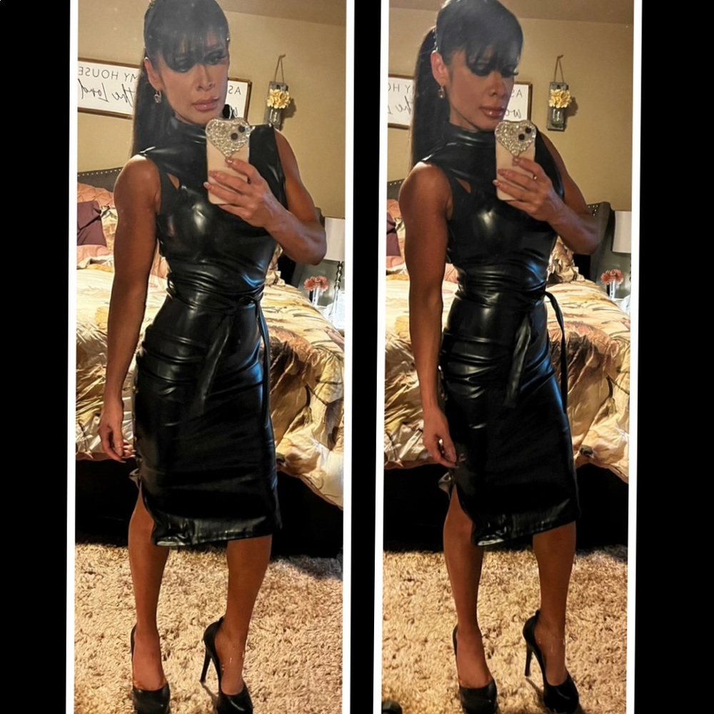 Black fitted dress for a girls night out. Form fitted and sexy